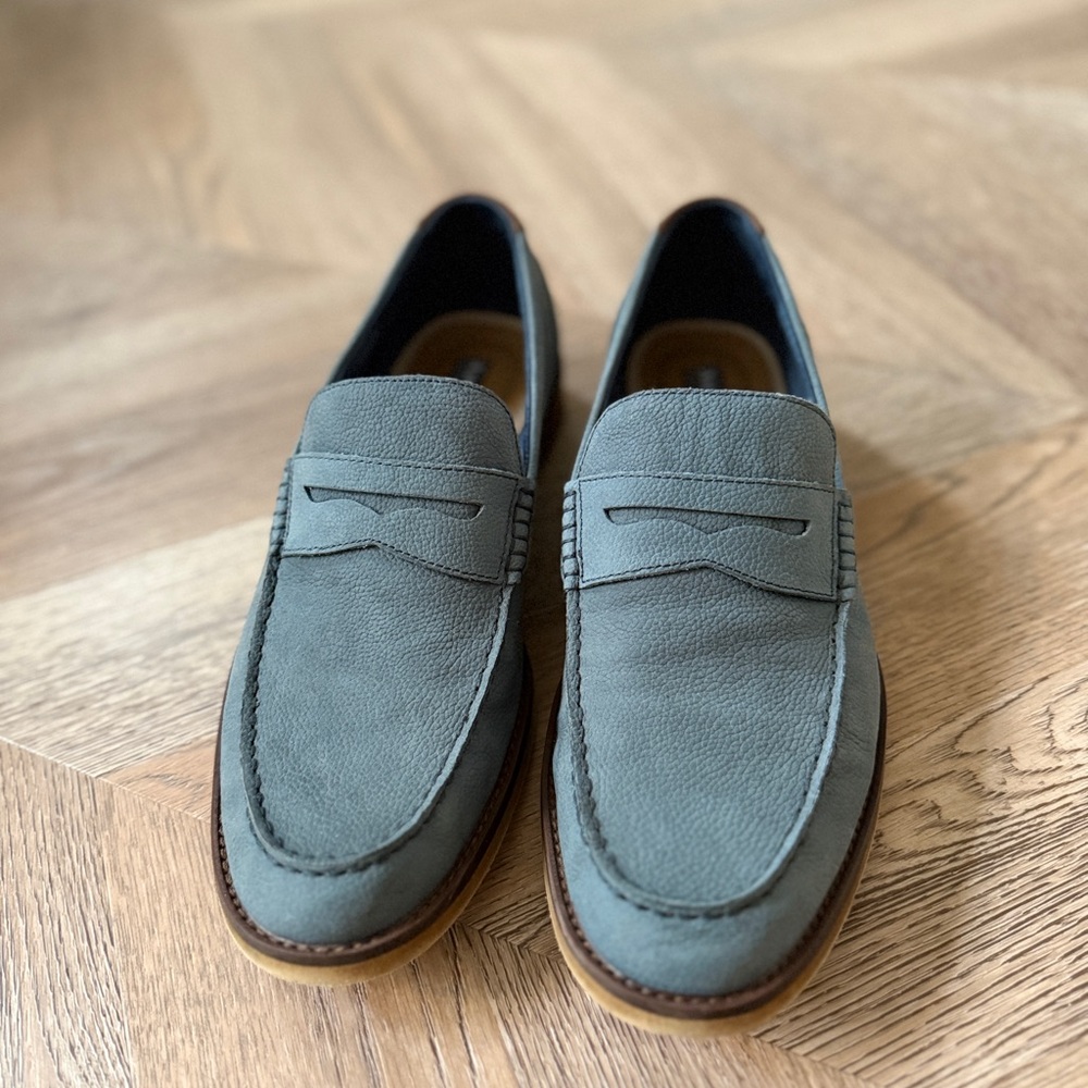 Leather loafer blueish gray color